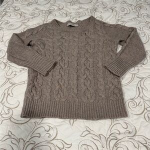 LOFT Taupe Cable Knit Sweater